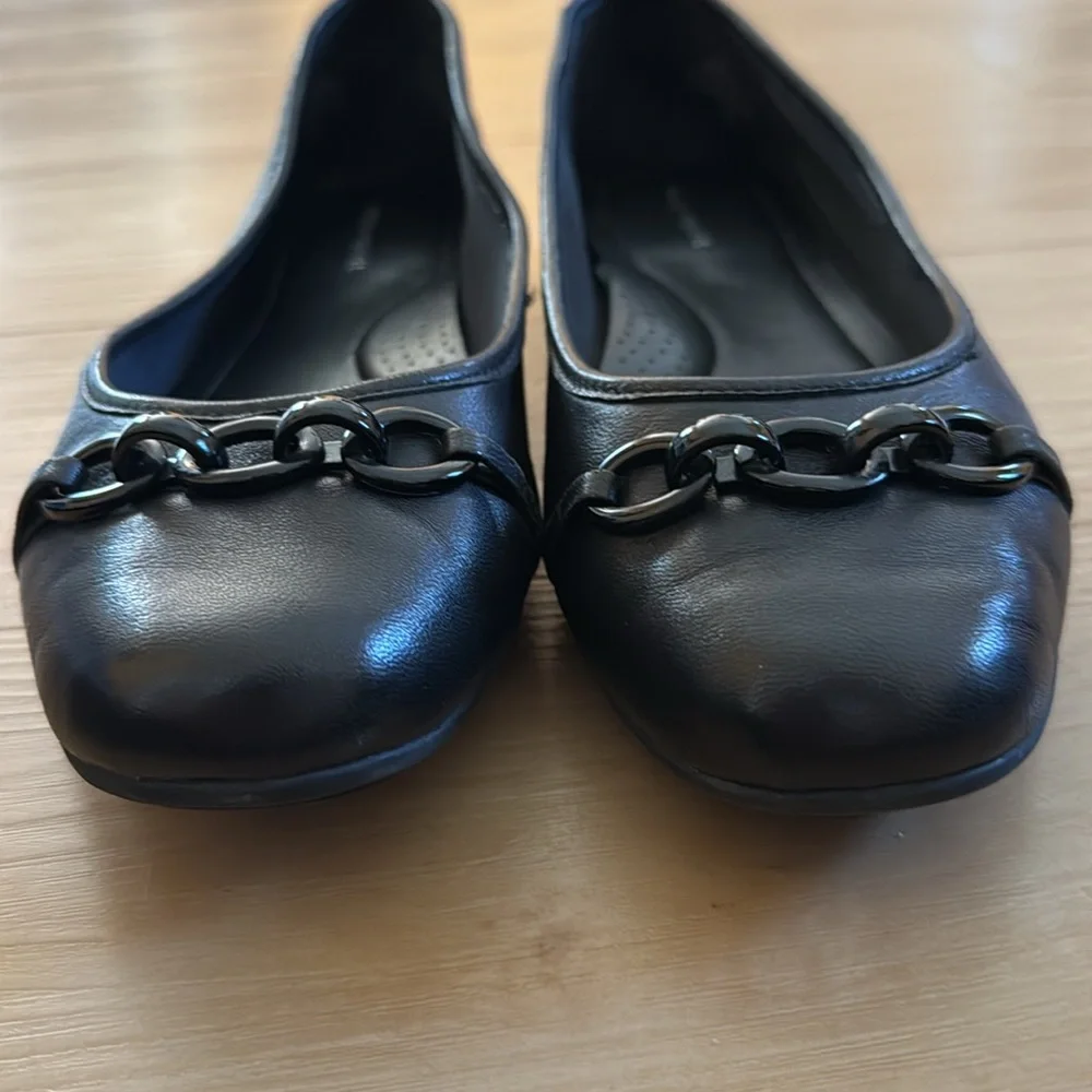 EASY SPIRIT WOMENS BLACK LEATHER BRANDI SLIP ON CASUAL SHOE LIGHTWEIGHT SIZE 8.5